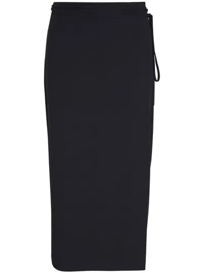 Vince Tie-fastening Wrap Midi Skirt In Black