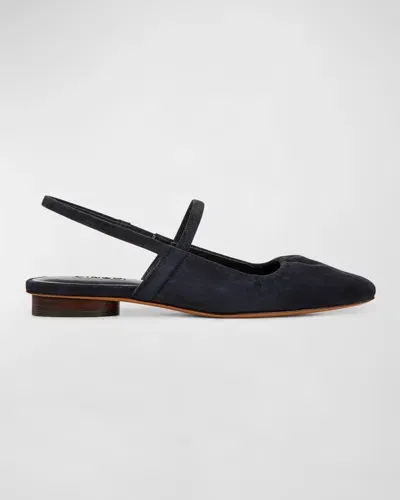 Vince Venice Suede Slingback Ballerina Flats In Blue Ink Suede