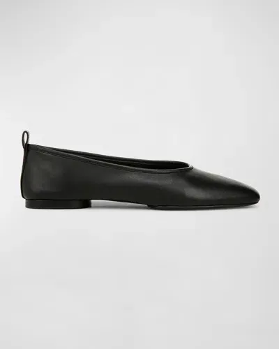 Vince Vivian Lambskin Ballerina Flats In Black Leather