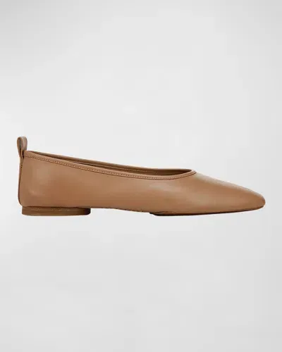 Vince Vivian Lambskin Ballerina Flats In Chai