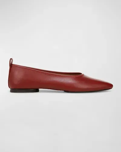 Vince Vivian Lambskin Ballerina Flats In Red Currant