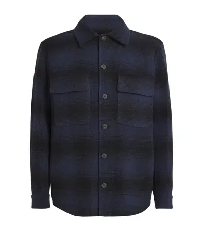 Vince Wool-blend Check Jacket In Navy