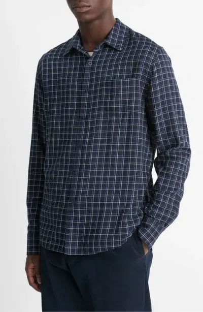 Vince Ynez Deco Check Button-up Shirt In Coastal/faded Cobalt