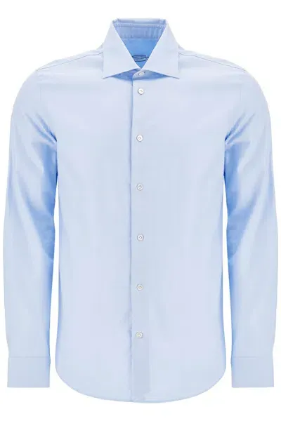 Vincenzo Di Ruggiero Camicia Slim Fit In Twill In Light Blue