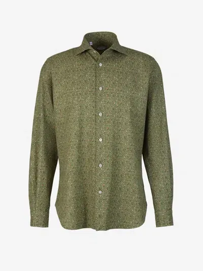 Vincenzo Di Ruggiero Printed Cotton Shirt In Brown