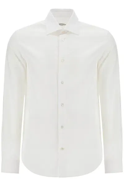 Vincenzo Di Ruggiero Slim Fit Twill Shirt For Men In White