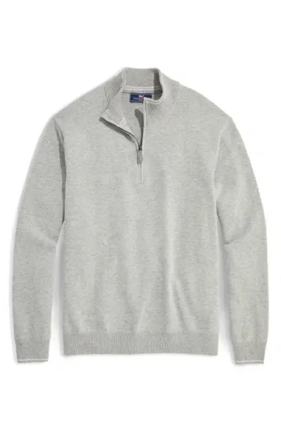 Vineyard Vines Boathouse Tipping Wool & Cotton Quarter Zip Pullover In Light Gray Heather