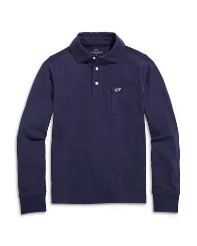 Vineyard Vines Boys' Long Sleeved Jersey Polo - Little Kid, Big Kid In Nautical Navy