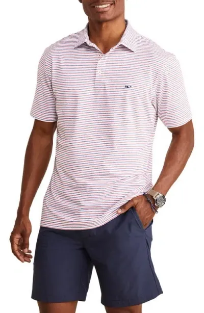 Vineyard Vines Bradley Stripe Sankaty Polo In Red Multi