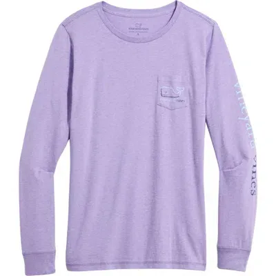 Vineyard Vines Burgee Whale Dunes Long Sleeve Graphic T-shirt In Aster Heather