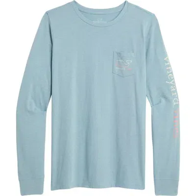 Vineyard Vines Burgee Whale Dunes Long Sleeve Graphic T-shirt In Seacliff Blue Hthr