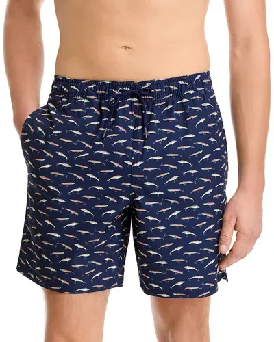 Vineyard Vines Chappy Lobster Print Regular Fit 7 Swim Trunks In Blue