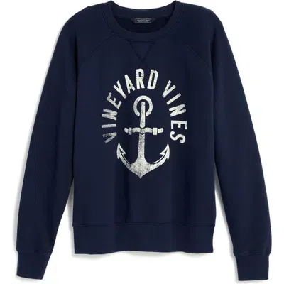 Vineyard Vines Cotton Graphic Sweatshirt In Nautical Navy