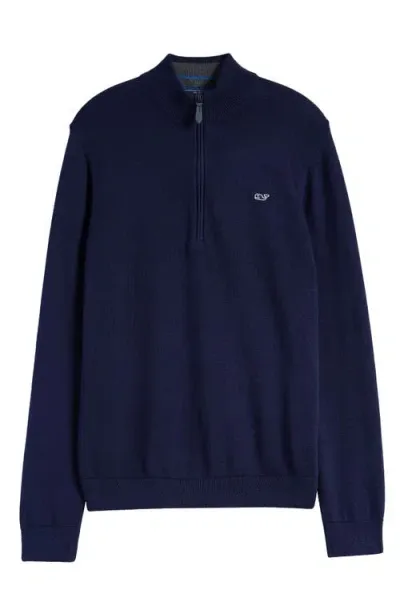 Vineyard Vines Kids' Boathouse Half Zip Cotton Sweatshirt In Nautical Navy