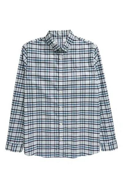 Vineyard Vines Kids' On-the-go Check Button-down Shirt In Blue Aqua Plaid