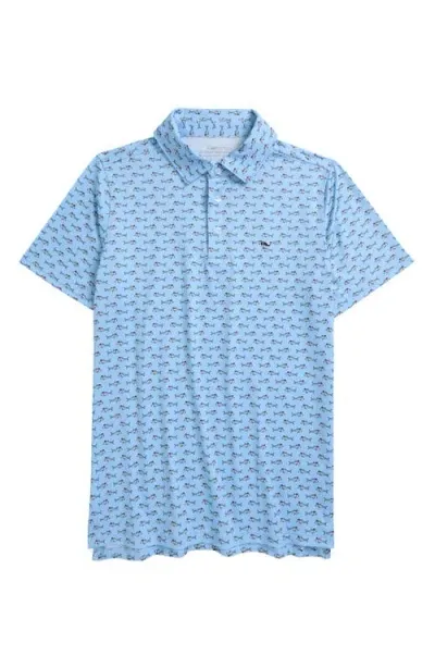 Vineyard Vines Kids' Print Polo In Santa Shark Jakeblue