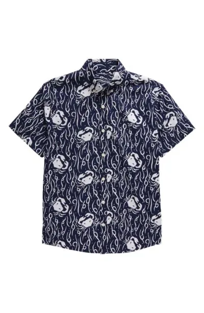 Vineyard Vines Kids' Printed Button-down Shirt In Stamp Crab Naut Navy