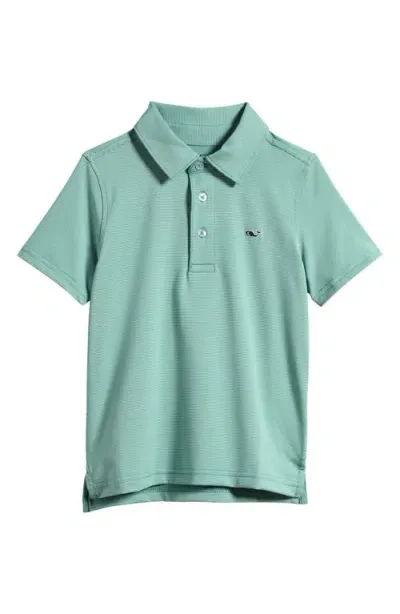 Vineyard Vines Kids' St. Jean Stripe Sankaty Performance Polo In Sage/marshmallow