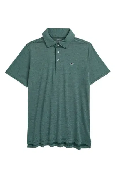 Vineyard Vines Kids' St. Jean Stripe Sankaty Performance Polo In Stripe Green