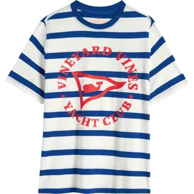 Vineyard Vines Kids' Stripe Yacht Club Graphic T-shirt In Marshmallow/bluebay