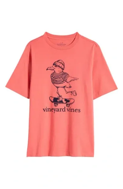 Vineyard Vines Kids' Yacht Club Stripe Cotton Graphic T-shirt In Just Peachy