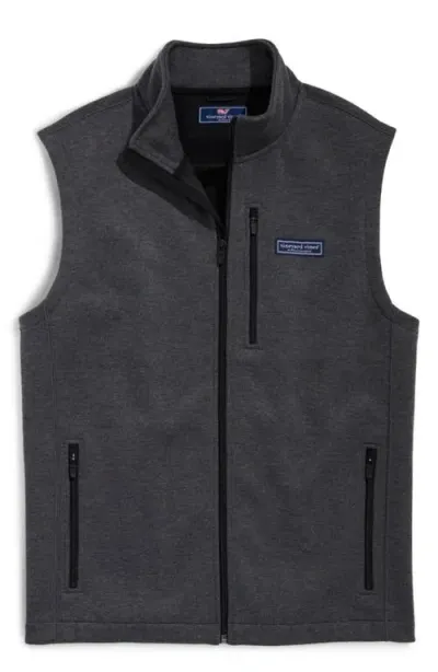 Vineyard Vines Mountain Sweater Fleece Zip-up Vest In Ultimate Gray