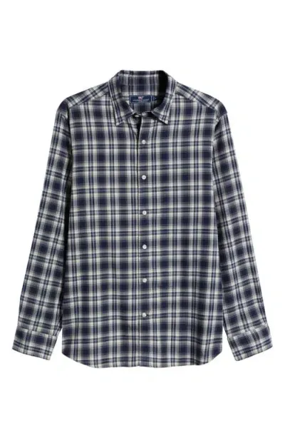 Vineyard Vines On-the-go Regular Fit Plaid Brushed Twill Button-up Shirt In Nautical Navy Plaid