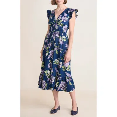 Vineyard Vines Ruffle Hem Cotton Stretch Poplin Dress In Tabatha Floral