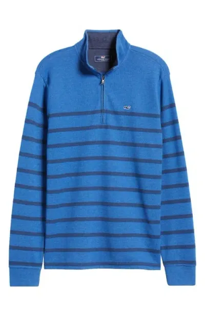 Vineyard Vines Saltwater Breton Stripe Quarter Zip Pullover In Blue