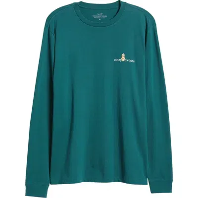 Vineyard Vines Sleigh Dogs Long Sleeve Graphic T-shirt In Charleston Green