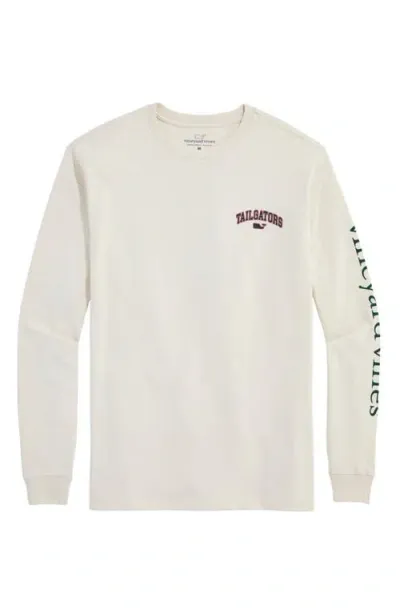 Vineyard Vines Tailgators Long Sleeve Cotton Graphic T-shirt In Stone