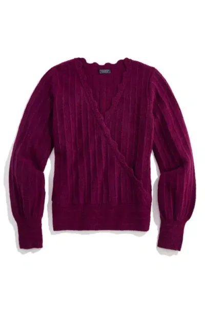 Vineyard Vines Wrap Front Sweater In Dark Plum