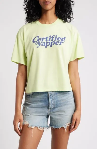 Vinyl Icons Certified Yapper Crop Graphic T-shirt In Lime