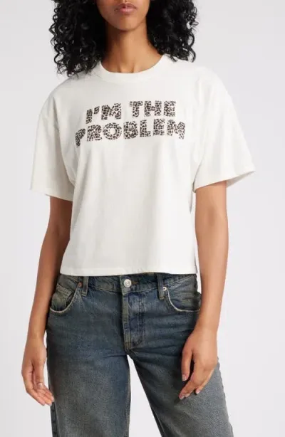 Vinyl Icons I'm The Problem Jersey Crop Graphic T-shirt In Natural