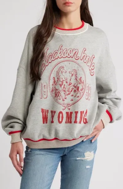 Vinyl Icons Jackson Hole Tipped Graphic Sweatshirt In Heather Grey