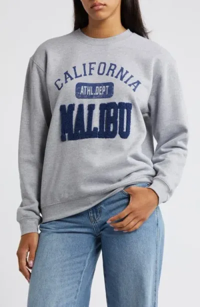 Vinyl Icons Malibu Varsity Graphic Sweatshirt In Heather Grey