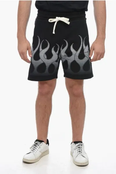 Vision Of Super Flame Print Jogger Shorts In Black