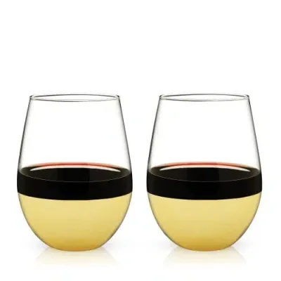 Viski Belmont Dipped Wine Tumblers In Gold