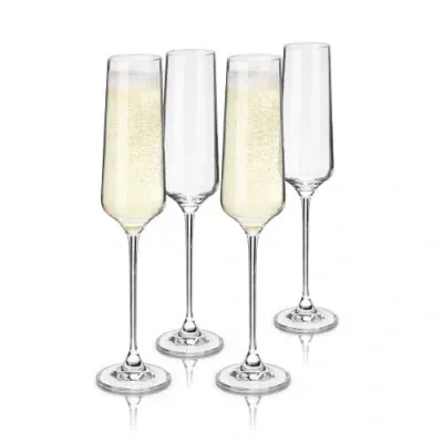 Viski Reserve Inez Crystal Champagne Flutes Set Of 4 In Clear