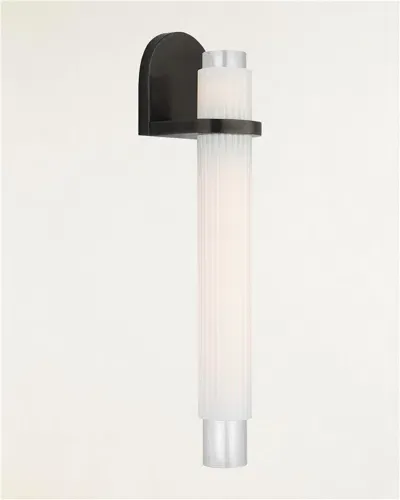 Visual Comfort Signature Arena Sconce By Windsor Smith In Bronze With White Ribbed Glass