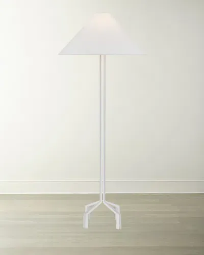 Visual Comfort Signature Clifford Forged Floor Lamp With Linen Shade By Marie Flanigan In Plaster White