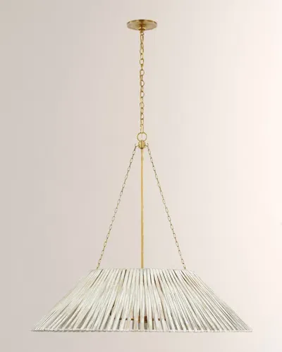 Visual Comfort Signature Corinne Extra-large Wrapped Pendant Light By Marie Flanigan In Soft Brass/white