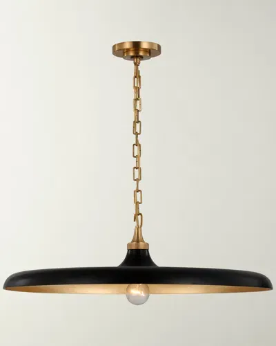 Visual Comfort Signature Piatto Large Pendant In Hand-rubbed Antique Brass With Aged Iron Shade By Thomas O'brien