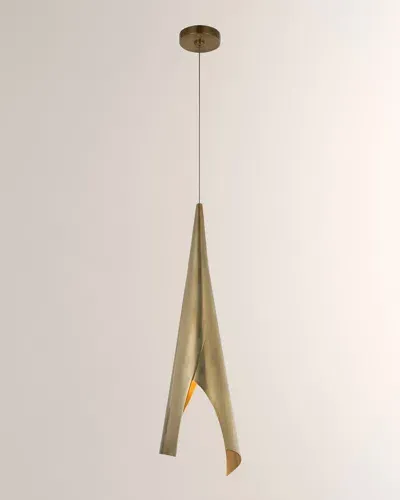 Visual Comfort Signature Piel Medium Wrapped Pendant By Kelly Wearstler In Antique-burnished Brass