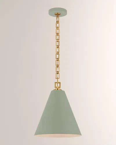 Visual Comfort Signature Theo 14" Pendant Light By Julie Neill In Celadon/gild