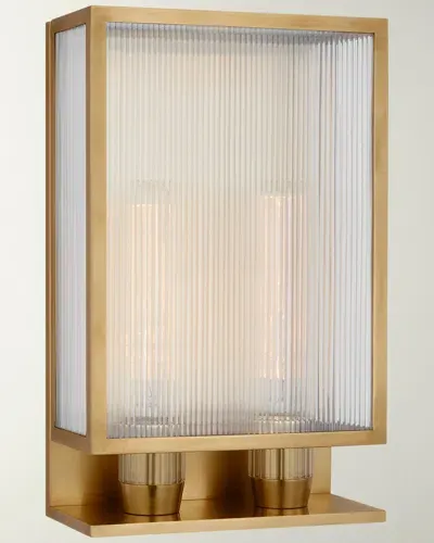 Visual Comfort Signature York Double Box Outdoor Sconce By Barbara Barry In Soft Brass