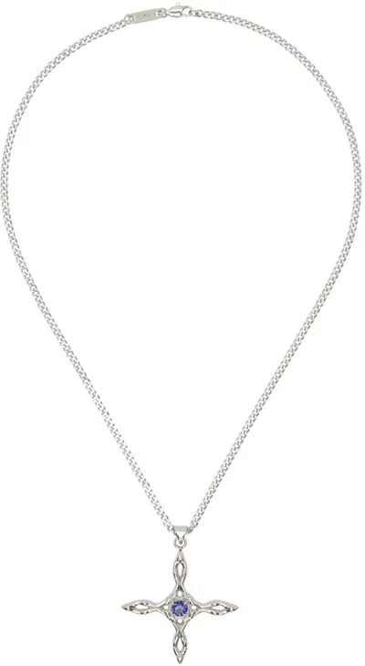 Vitaly Silver Equilibrium Necklace In Silver/blue