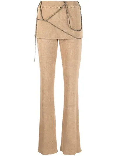 Vitelli Draped-straps Knitted Trousers In Neutrals