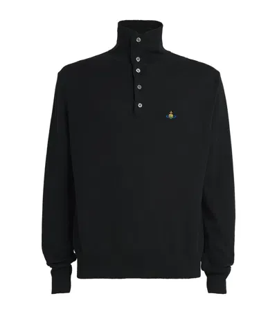 Vivienne Westwood Alex High-neck Polo Sweater In Black