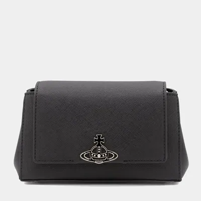 Vivienne Westwood Small Hazel Saffiano Plain Shoulder Bag In Black